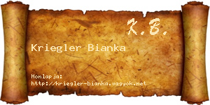 Kriegler Bianka névjegykártya